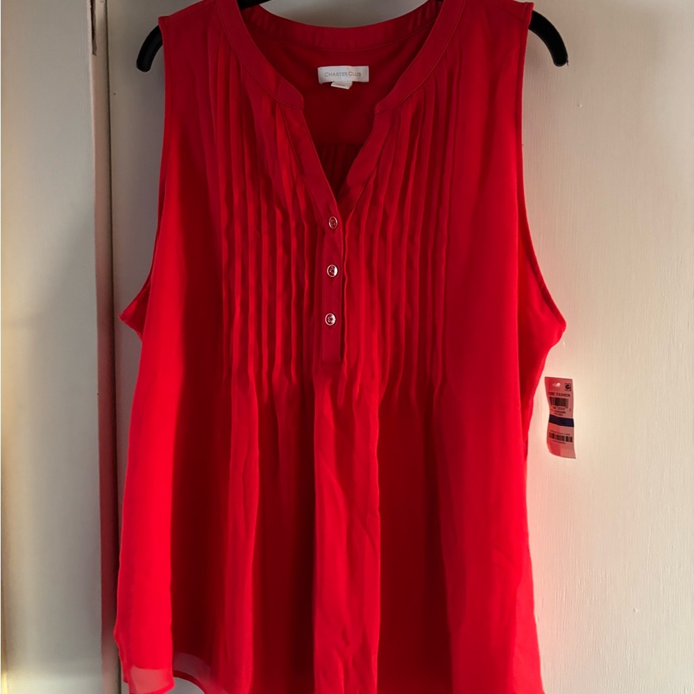 Charter Club Vibrant Red Sleeveless Blouse